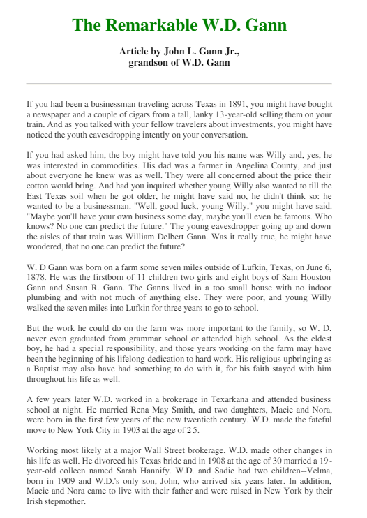 The Remarkable WD Gann